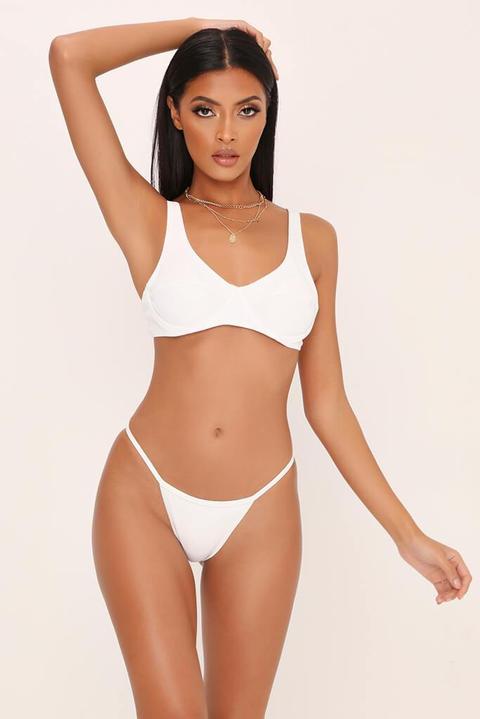 White Ribbed Underwired Bikini Set