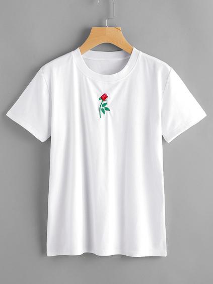 Embroidered Rose Tshirt