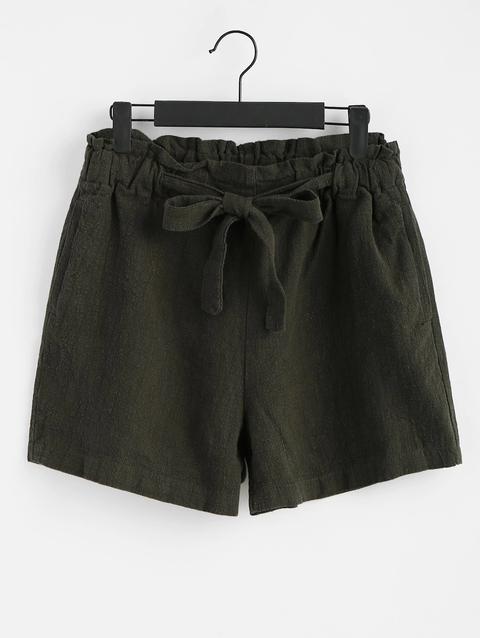 Pantaloncini A Fiocco Annodato Army Green