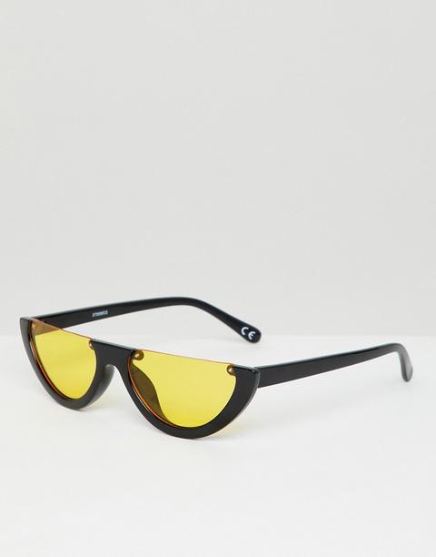 Gafas De Sol Ovaladas Con Parte Superior Plana Y Lentes Naranjas De Asos Design-negro