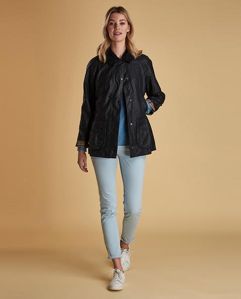 Barbour - Chaqueta Encerada De Mujer Con Cuello De Pana