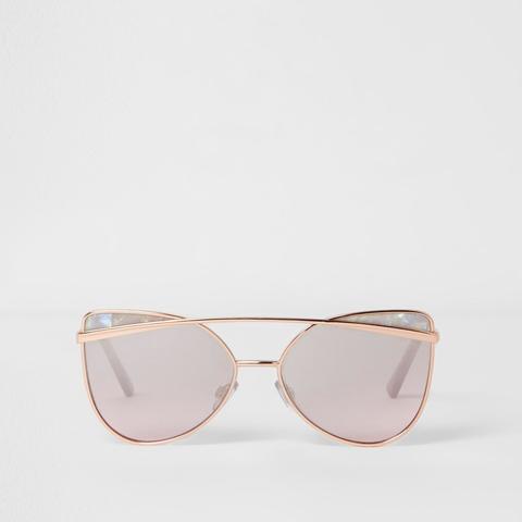 Girls Rose Gold Tone Cat Eye Sunglasses