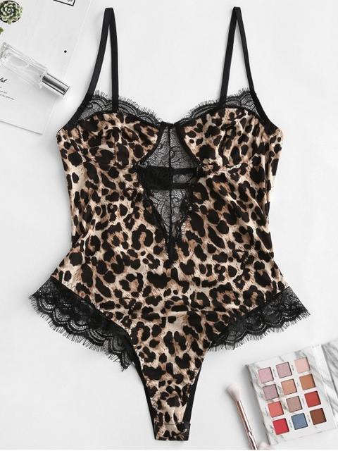 Cami Ropa Interior Con Encaje Leopardo Leopard