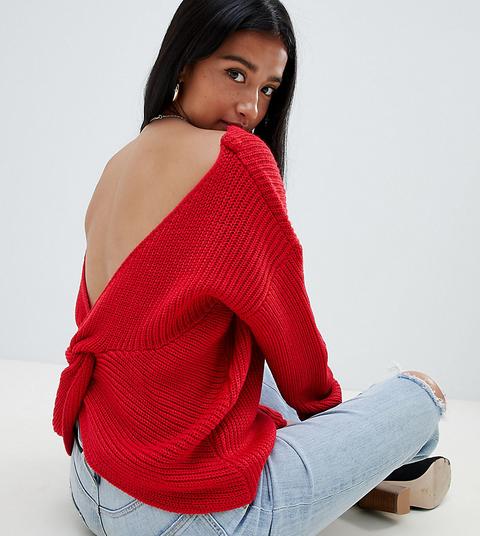 Missguided - Maglione Rosso Attorcigliato Sul Retro - Rosso