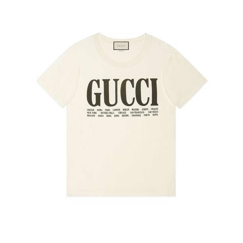 Übergroßer T-shirt Mit Gucci Cities-print