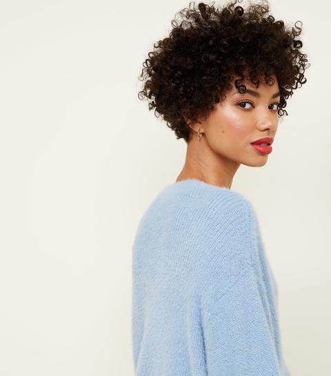 pale blue fluffy jumper