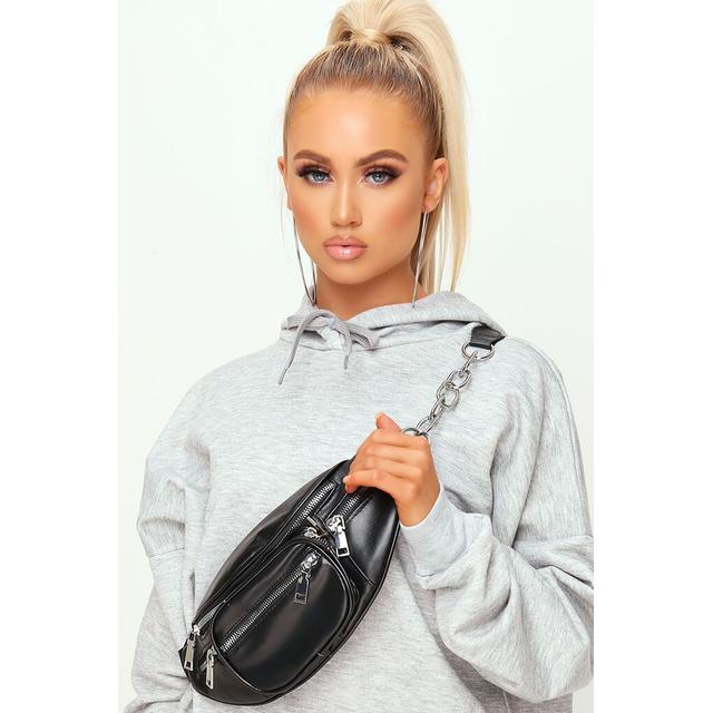 leather bum bag with chain