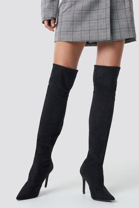 Dilara X Na-kd Overknee Front Seam Boots - Black