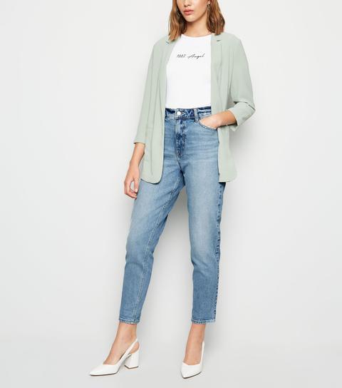 Blue Waist Enhance Mom Jeans New Look