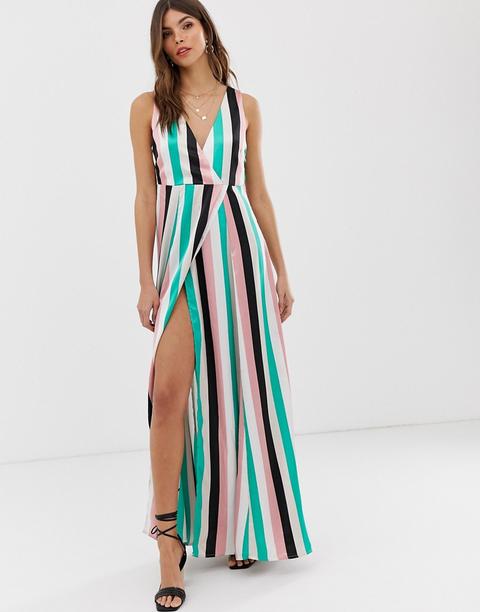 Vila - Vestito Lungo A Righe - Multicolore