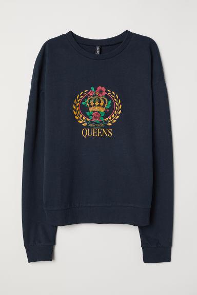 H & M - Sudadera Con Estampado - Azul