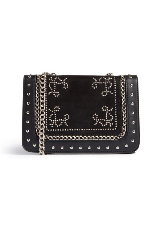 Bolso Cruzado Negro Con Tachuelas