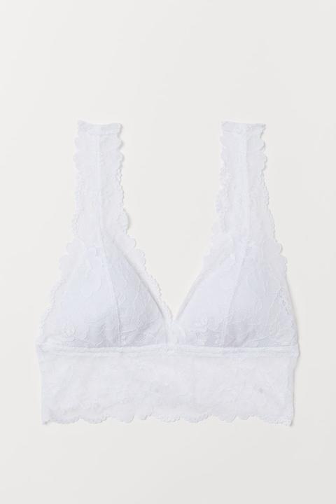 Padded Lace Bralette - White