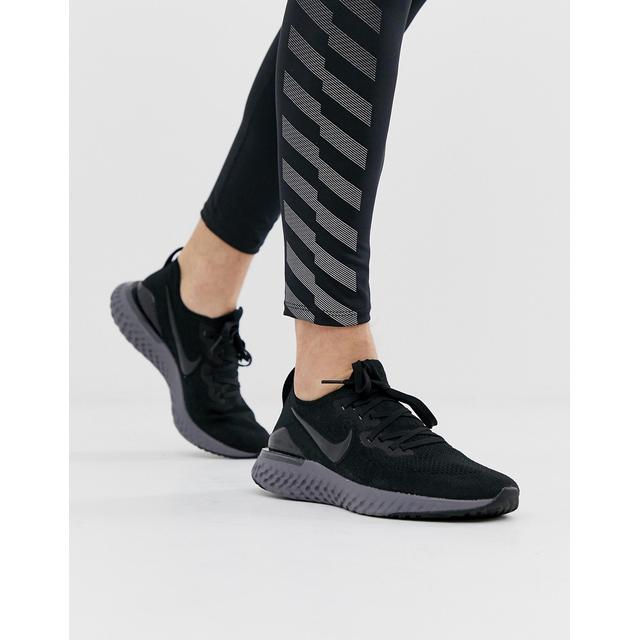 nike running epic react 2 flyknit trainers in black