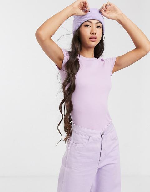 Camiseta De Canalé En Lila De Monki-violeta