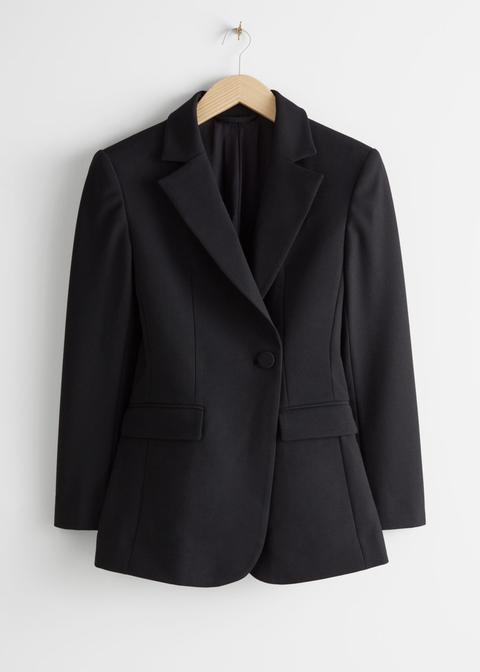 Asymmetric Structured Single Breasted Blazer - Black