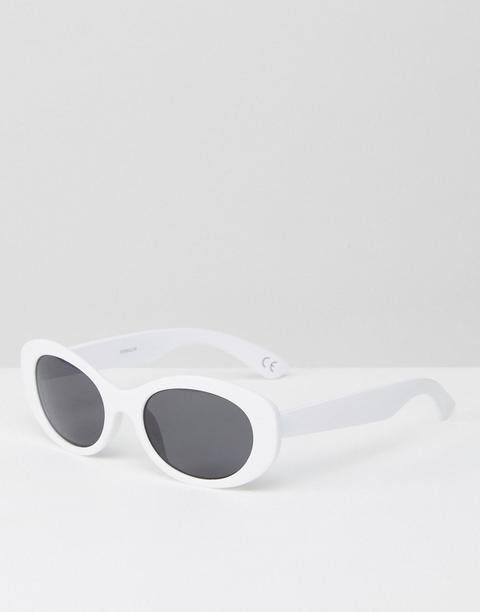 Asos Oval Rounded Sunglasses In White