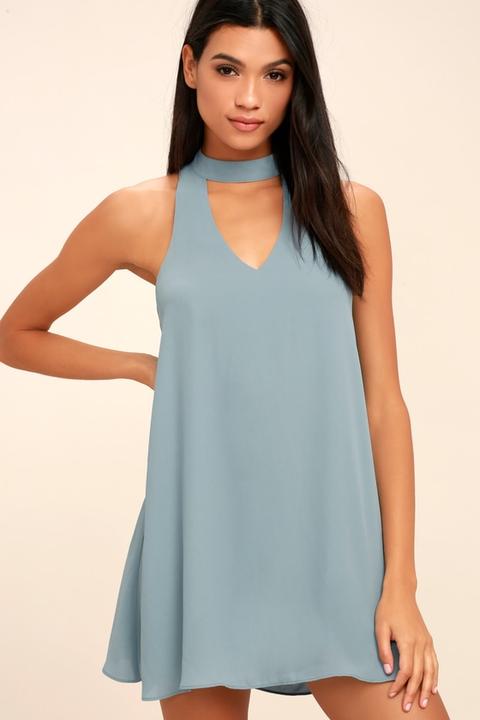 Groove Thing Slate Blue Swing Dress