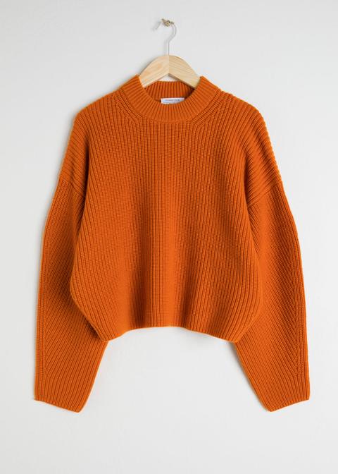 Wool Blend Rib Knit Sweater