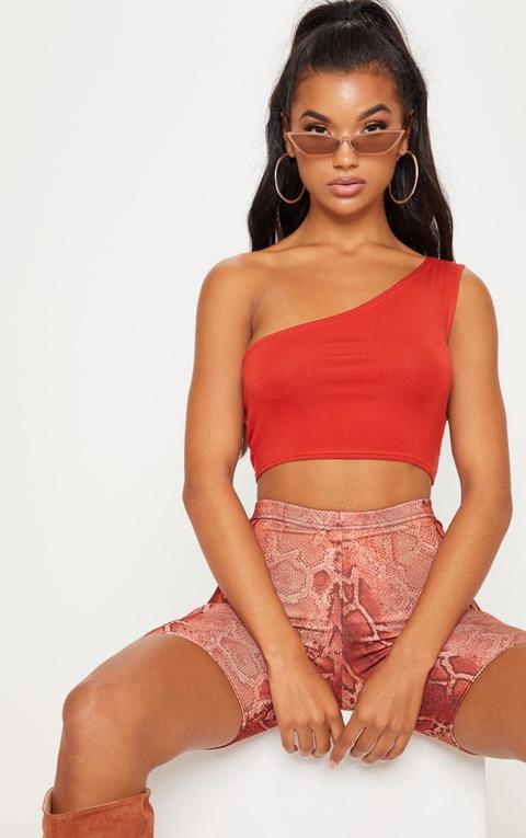 Basic Spice Jersey One Shoulder Crop Top