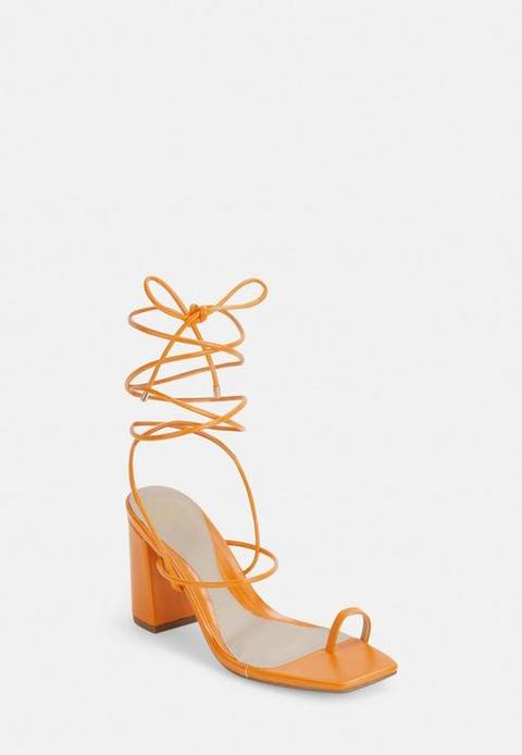orange mid heel shoes