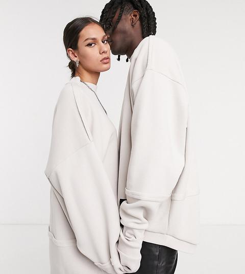 Collusion Unisex Cocoon Sweatshirt In Ecru-white