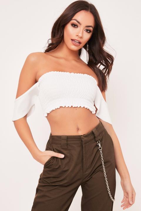 Casey White Smocked Crop Top