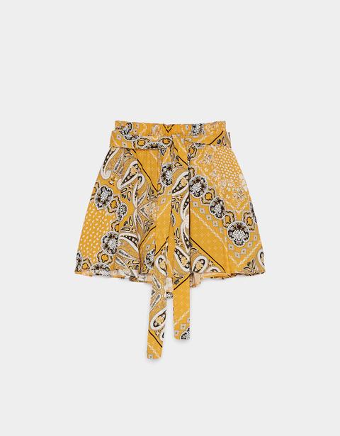 Shorts Con Stampa Stile Bandana E Cintura