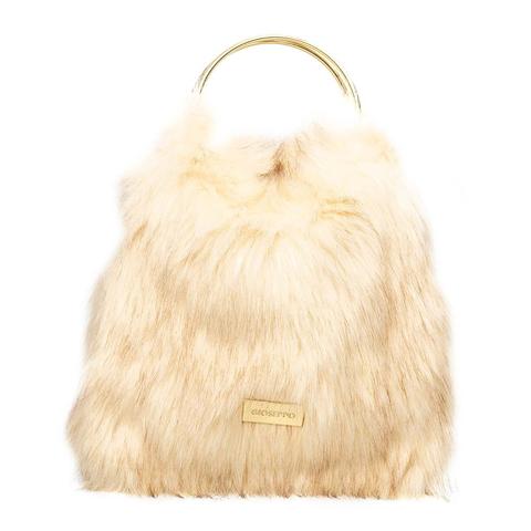 Bolso De Pelo Blanco Con Asa Corta Y Cadena Para Mujer 46540