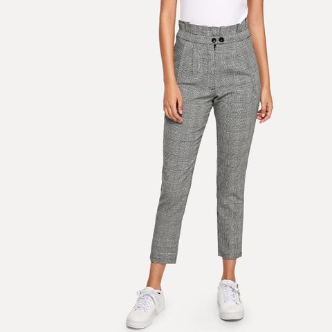 Pantaloni A Vita Alta A Quadri