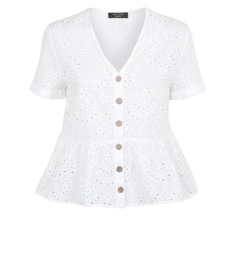 white broderie peplum top