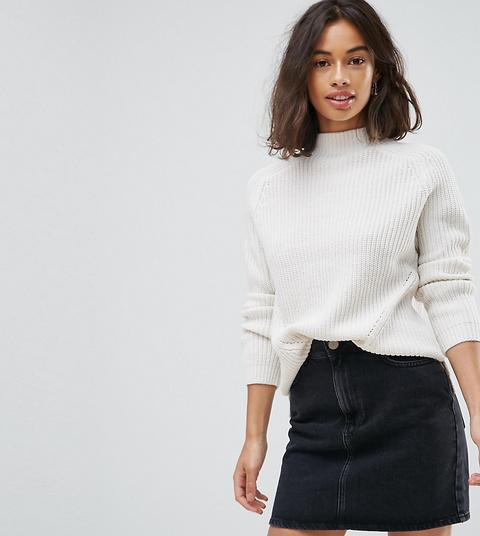 Asos Petite - Maglione Grosso Ampio Con Collo Alto - Crema