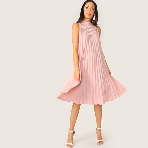 Abito Plissettato Con Collo Dritto E Nodo from SheIn on 21 Buttons
