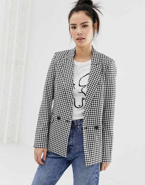 Pull&bear - Blazer Nero A Quadretti - Multicolore