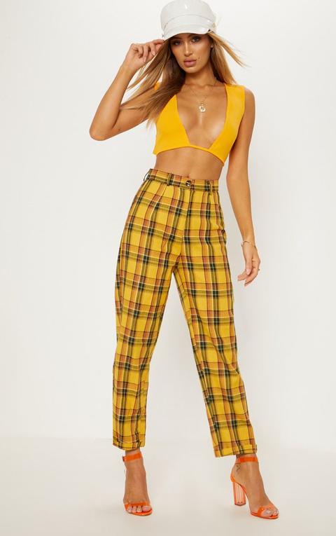 Yellow Check Straight Leg Trouser