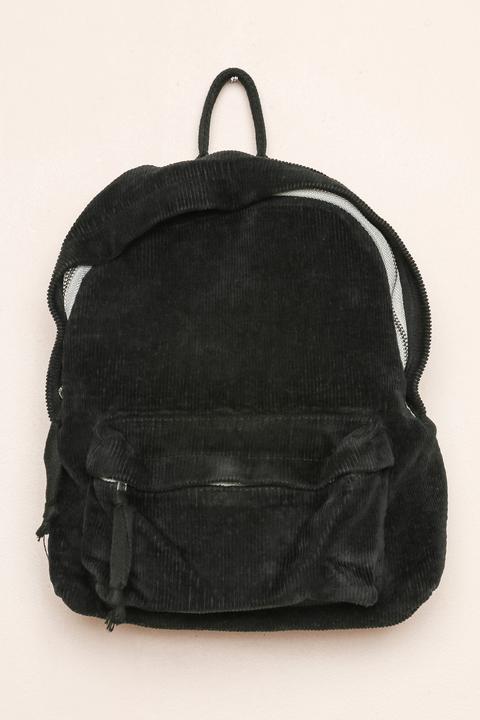 Black Mini Corduroy Backpack