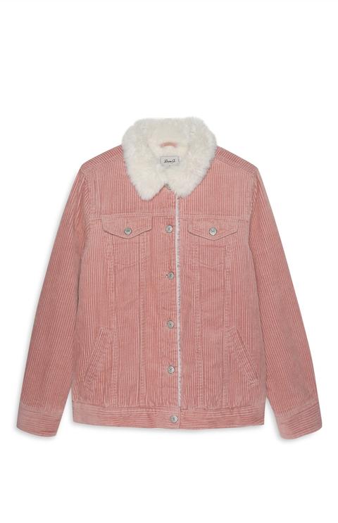 Pink Corduroy Borg Jacket