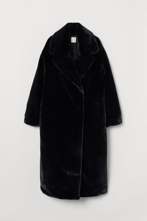 Faux Fur Coat - Black