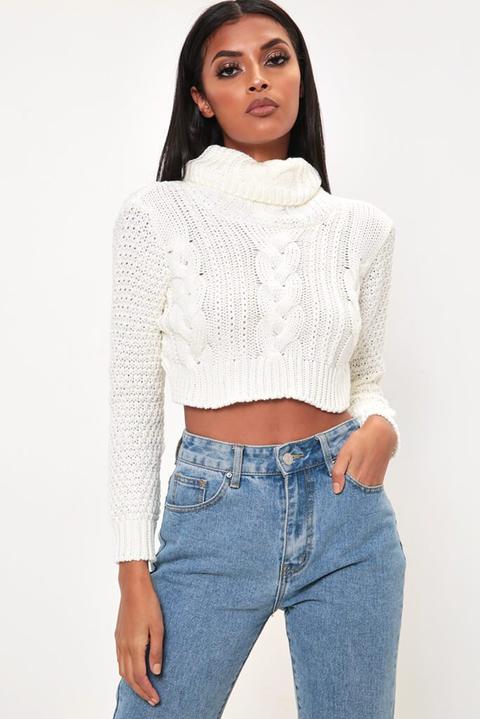 Cream Chunky Knit Cropped Jumper