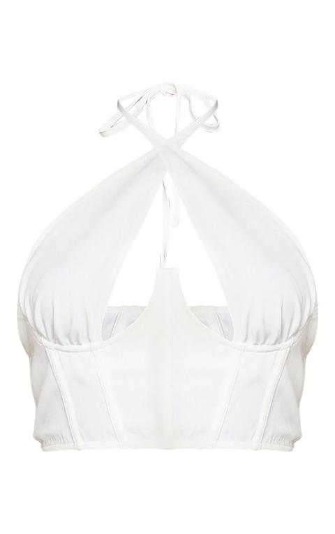 White Woven Underbust Corset Top