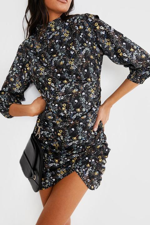 Black Dresses - Lorna Luxe Black 'clarence' Blenheim Floral Print Mini Dress