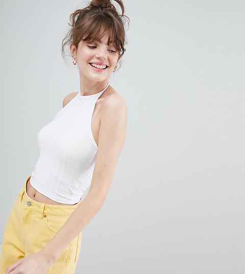 Top Corto Con Cuello Halter De Monki-blanco