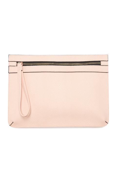 pale pink clutch bag