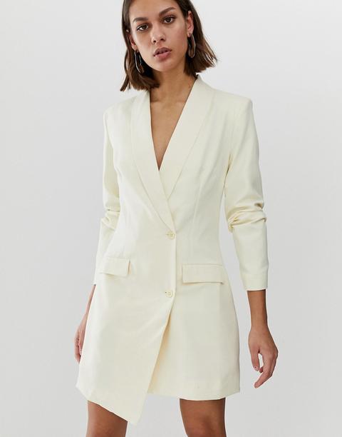 Vestido Estimo Americana De Esmoquin Con Botones De Unique21-crema