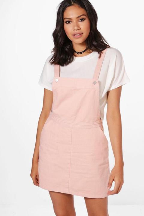 pink denim pinafore