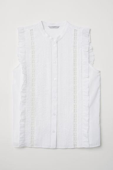 H & M - Camicetta Plissettata - Bianco