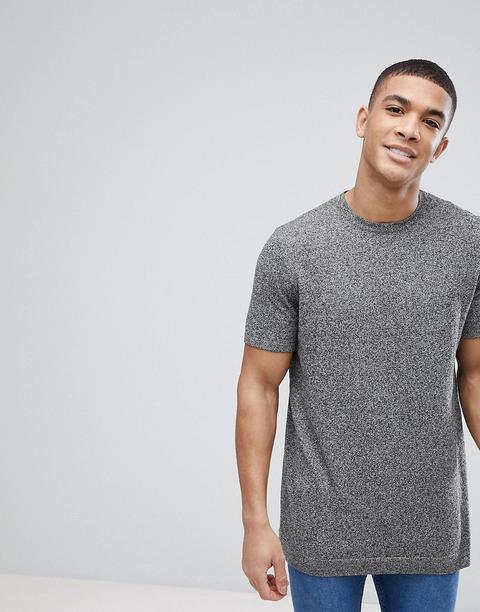 Asos - T-shirt Grigio Mélange In Maglia - Grigio