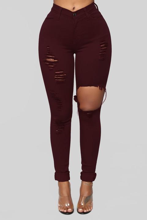 Glistening Jeans - Burgundy