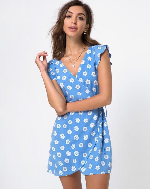 Karill Dress In Daisy Stamp Sky Blue