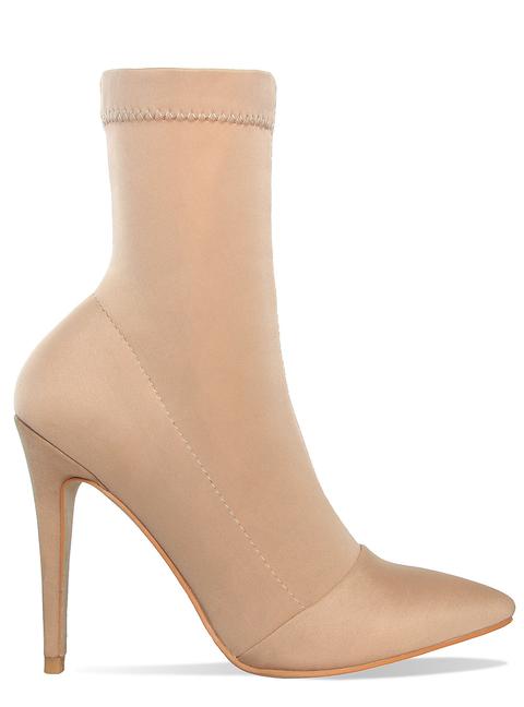 Tegan Nude Lycra Pointed Toe Ankle Boots